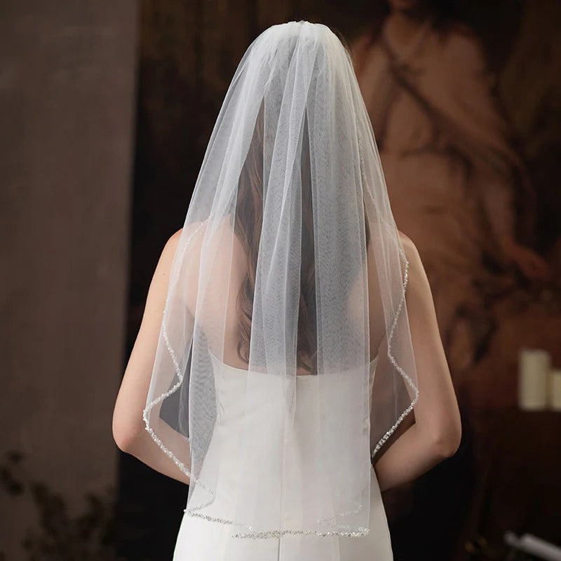 80cm single-layer premium bridal veil elegant plain tulle wedding accessory