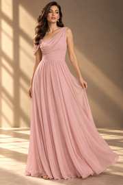 One Shoulder Chiffon Bridesmaid Dress — Long Occasion Gown with Side Slit