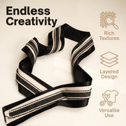 Elegant Black & Blush Pink Ribbon Trio Set – Luxury Satin, Grosgrain & Lace Decorative Ribbon Bundle