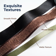 Elegant Black, Coffee & Green Ribbon Trio Set – Luxury Satin & Fine Woven Decorative Ribbon Bundle for Fashion & Gift Styling