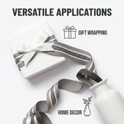 Elegant Grey & Cream Ribbon Trio Set – Luxury Grosgrain, Satin & Woven Decorative Ribbon Bundle for Fashion & Gift Styling