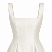 Ivory Sculpted Midi Dress - Architectural Elegance in Motion