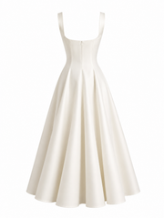 Ivory Sculpted Midi Dress - Architectural Elegance in Motion