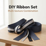 Elegant Charcoal & Black Ribbon Trio Set – Luxury Grosgrain Satin & Woven Decorative Ribbon Bundle