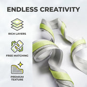 Elegant Silver Grey & Neon Yellow Ribbon Trio Set – Luxury Satin, Woven & Grosgrain Decorative Ribbon Collection