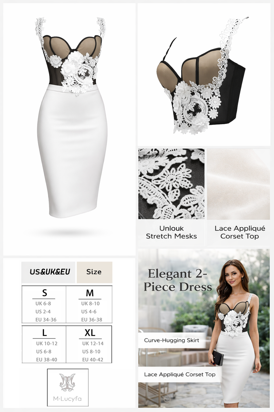 Sculptural Lace Corset Two-Piece Set – 9AM to 9PM Office-to-Evening Transformation