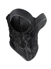 LALLORA Sculpting Black Corset Top – Hand-Beaded Satin Bustier