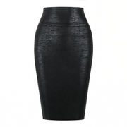 Women’s Strapless Embroidered Corset & Glossy Bandage Midi Skirt Set – Sculpting Bodycon Party Outfit