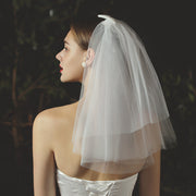 Ivory bridal veil and headpiece set made of soft chiffon tulle, lightweight and sheer wedding accessory