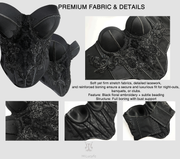LALLORA Sculpting Black Corset Top – Hand-Beaded Satin Bustier