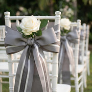 Elegant Grey & Cream Ribbon Trio Set – Luxury Grosgrain, Satin & Woven Decorative Ribbon Bundle for Fashion & Gift Styling