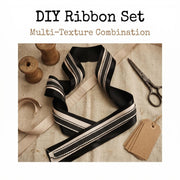 Elegant Black & Blush Pink Ribbon Trio Set – Luxury Satin, Grosgrain & Lace Decorative Ribbon Bundle