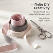 Elegant Cream, Grey & Pink Satin Ribbon Trio Set – Luxury Decorative Ribbon Bundle for Fashion & Gift Styling