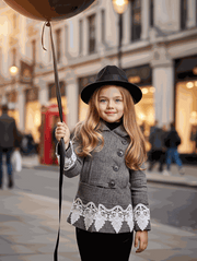 Girls wool coat baby doll style black cape winter outerwear for ages 3-5 years