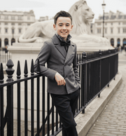 Boys formal blazer for school uniform and special occasions, ages 3-12, classic tailored design in navy blue.