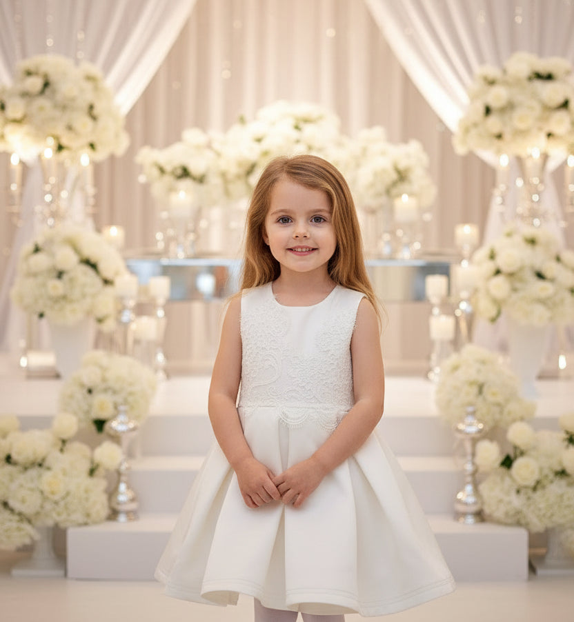 Gilrs princess festival Luxury Beige Lace Dress VintageToddler Party Outfit XmasLuxury Girls Ivory Lace Flower Girl Dress – Vintage Princess Party & Wedding Dress for Toddler (Ages 2–7)