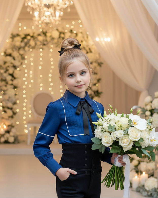 Vintage Cotton Bow Blouse for Girls (2–10 Years) | Elegant Flower Girl & Everyday Essential