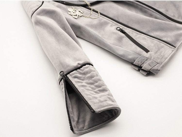 Boys' velvet jacket in light grey and green with soft fabric and casual tailored fit for ages 3-10