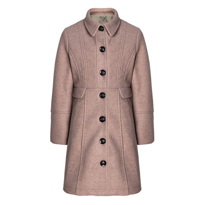 Girls vintage wool winter coat thick warm long overcoat for ages 3 to 9 years with button details and soft lining