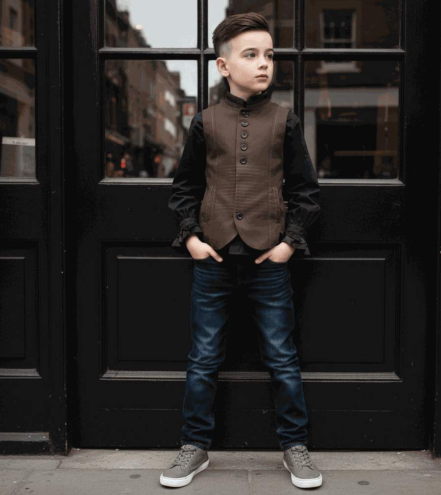 Boys vintage velvet waistcoat for formal page boy and smart layering aged 3-9 years