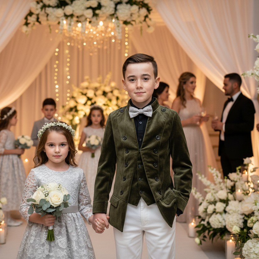 Boys Velvet Blazer False Two-Piece (3–14 Years) | Vintage Wedding Page Boy Dinner Jacket
