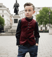 boys vintage waistcoat in velvet fabric for formal page boy outfits and smart layering aged 3-9 years