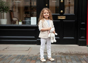 Girls cream cotton blazer short casual jacket for girls aged 6-12 years