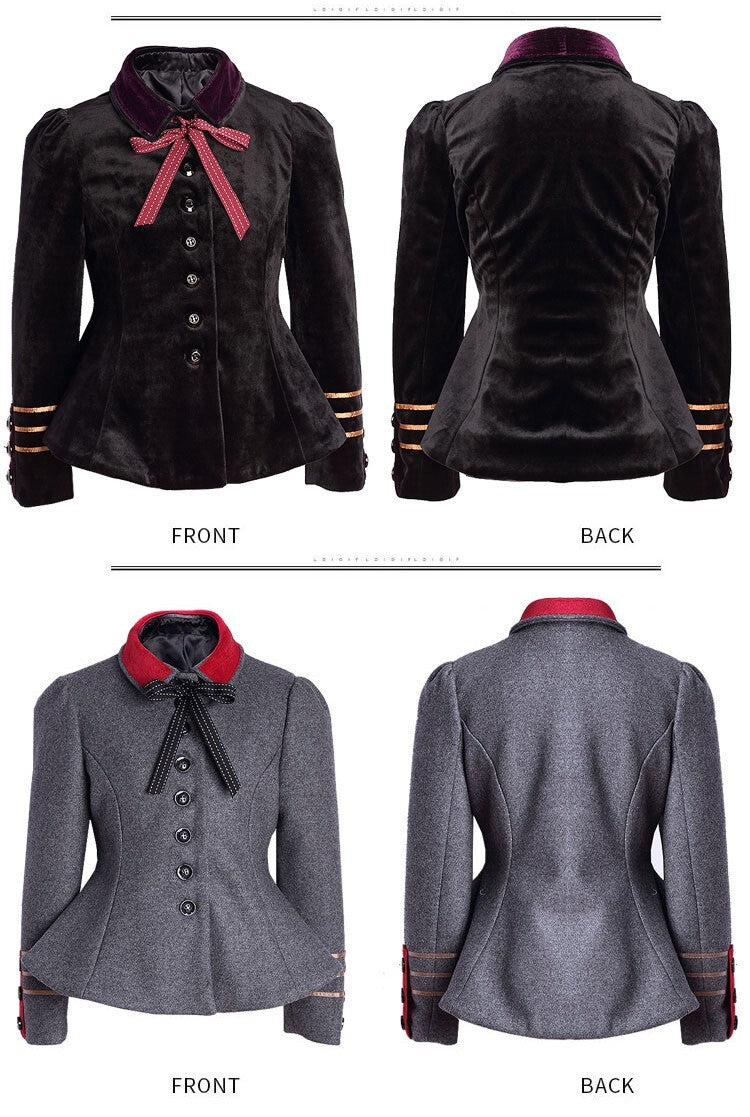 Girls black top  Velvet  2-3-4-5Y autumn Grey Wool Blend Trim Short Jacket 2025