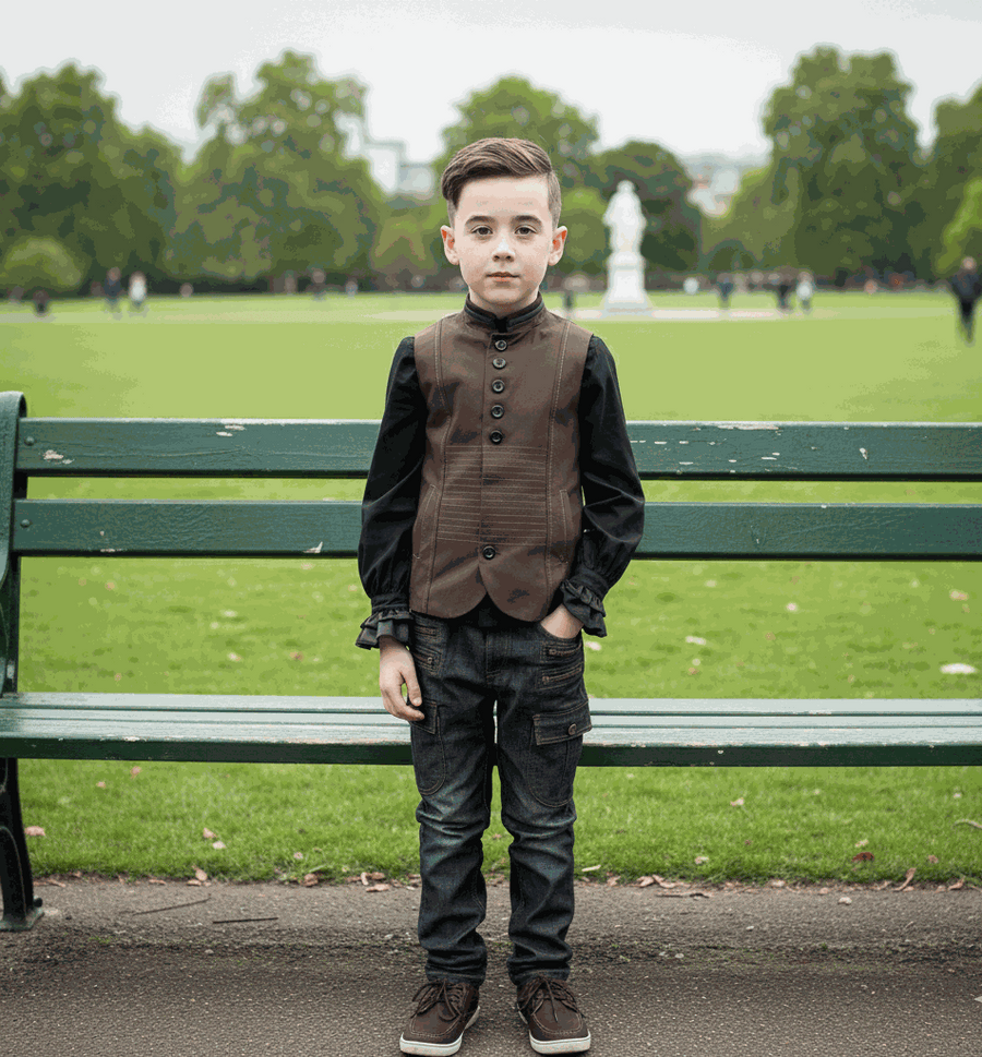 Boys vintage velvet waistcoat in classic tailored design for formal and smart layering (ages 3-9)