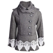 Girls wool coat baby doll style black wool cape for ages 3-5 years winter outerwear
