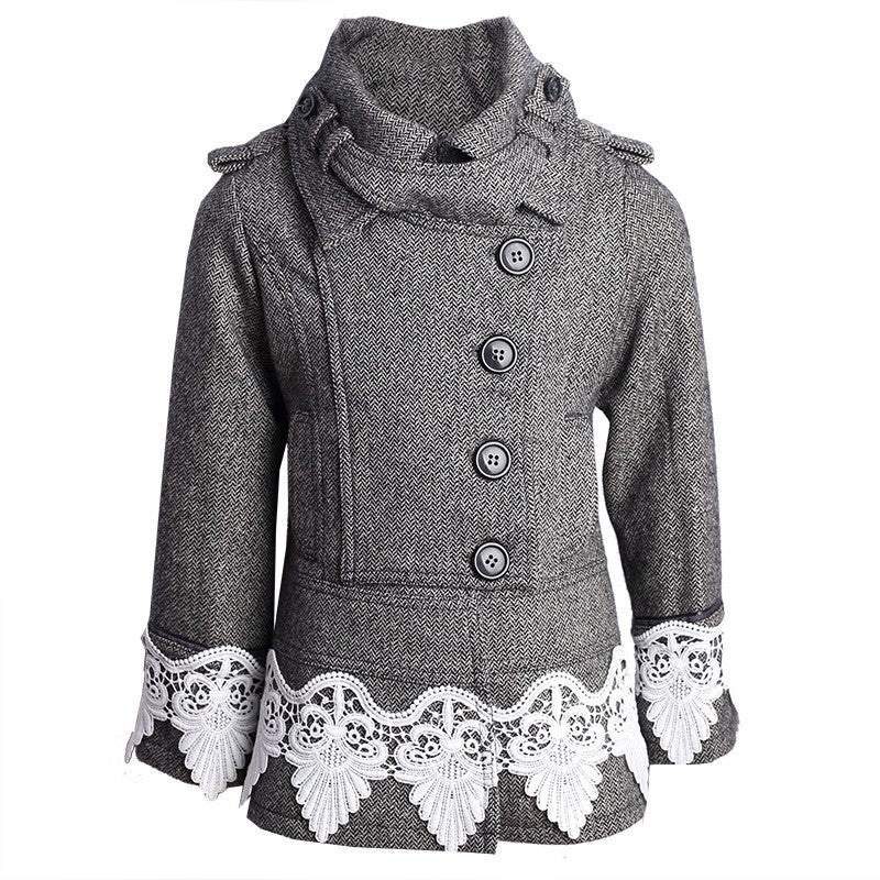 Girls wool coat baby doll style black wool cape for ages 3-5 years winter outerwear