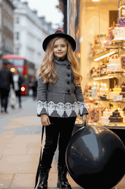 Girls black wool coat baby doll style warm winter jacket for ages 3-5 years