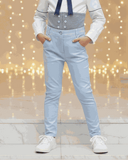 child wearing kids high waist denim jeggings stretch skinny jeans navy blue