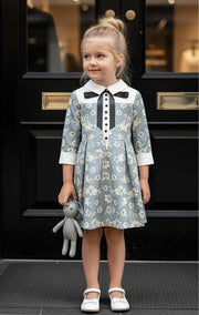 Vintage Floral Doll Collar Dress for Girls – A Refined A-Line Style for Special Occasions & Everyday Elegance (Ages 3–7)