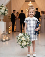 Toddler girl wearing elegant floral princess dress with removable sleeves for parties and weddings