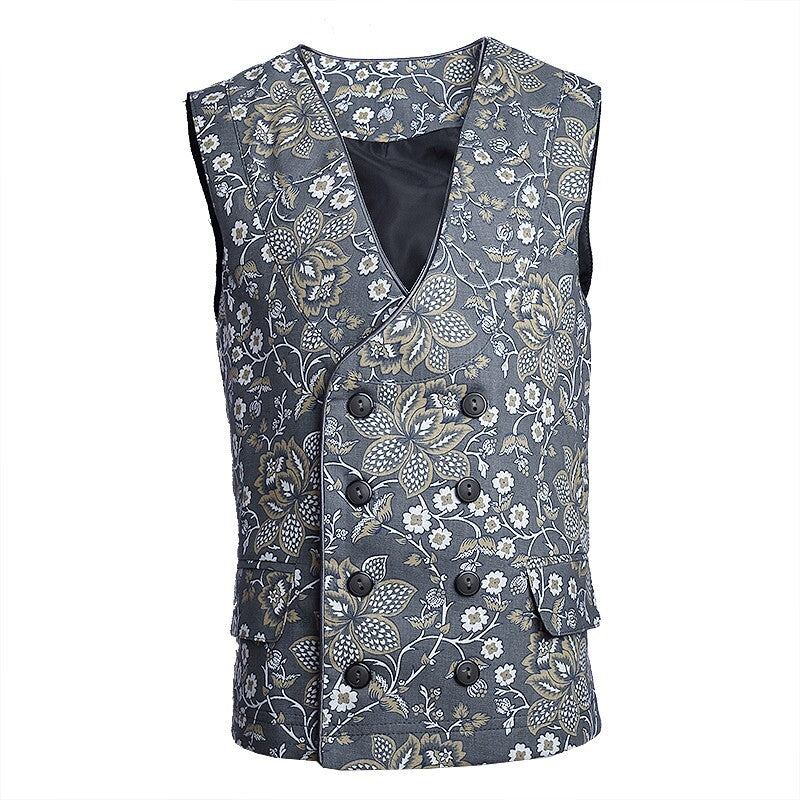 Boys Vintage Floral Waistcoat (2–7 Years) | Green Casual & Formal Toddler Vest