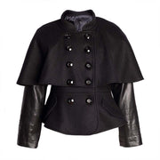 Girls black wool cape coat with baby doll style for ages 4-7 years winter outerwear