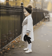 Girls woolen long winter coat in cream and orange for ages 3-12 years, autumn 2025 new jacket