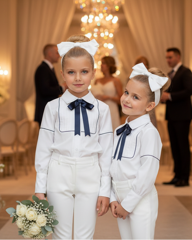 Vintage Cotton Bow Blouse for Girls (2–10 Years) | Elegant Flower Girl & Everyday Essential