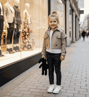 girl wearing cotton trench coat windproof jacket ages 4 to 14 years