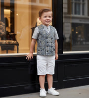 Boys Vintage Floral Waistcoat (2–7 Years) | Green Casual & Formal Toddler Vest