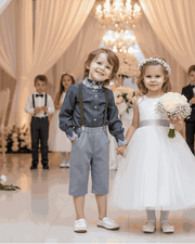 Kids vintage lace cotton shirt with Victorian-inspired design for flower girls and page boys
