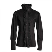 Boys black cotton shirt with vintage prince collar and long sleeves for formal occasions ages 3-5