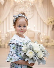 Girls wearing floral princess dress with removable sleeves for weddings and birthdays