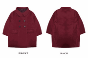 Wine red girls cashmere long coat baby doll style for toddlers aged 2 to 5 years