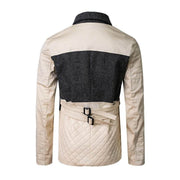 Girls Color Block Trench Coat for kids beige and dark gray autumn jacket ages 4-12 years