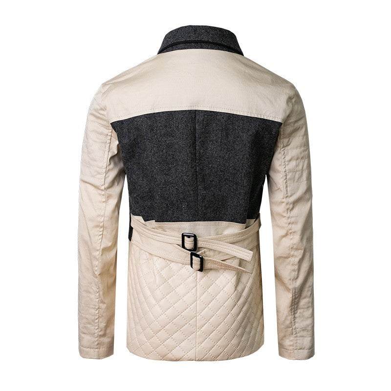 Girls Color Block Trench Coat for kids beige and dark gray autumn jacket ages 4-12 years