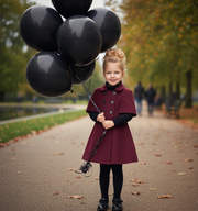 Girls' Wine Red Cashmere Wool Coat 3-9Y high end 2025 new Vintage Winter Jacket