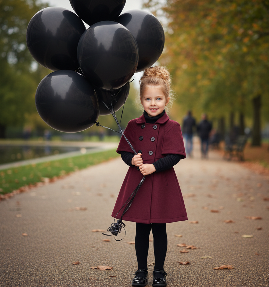 Girls' Wine Red Cashmere Wool Coat 3-9Y high end 2025 new Vintage Winter Jacket