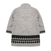 Girls woolen coat with vintage lace, grey doll-style jacket for ages 2-5 years